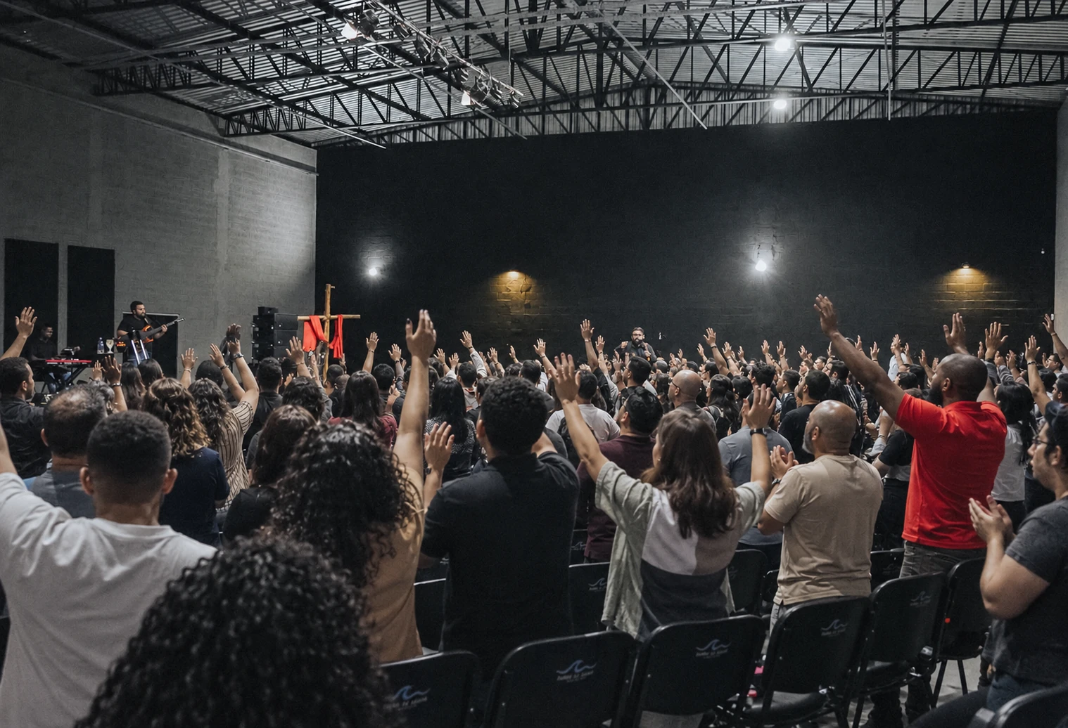 Comunidade da Sobre as Águas Church reunida em adoração